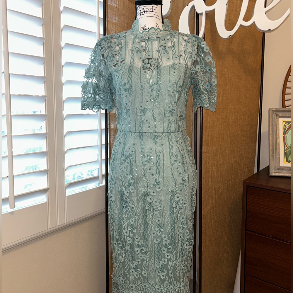 Blue lacy party dress